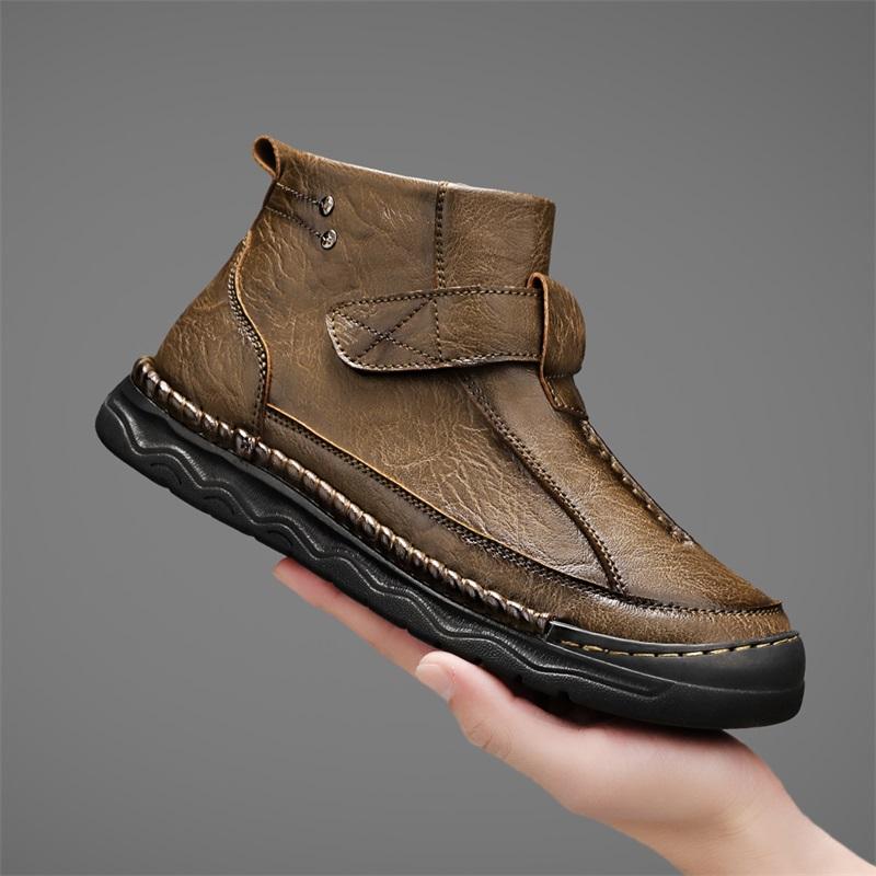 Men's Leather Boots Zipper High Top Casual Shoes Sneakers 39-48