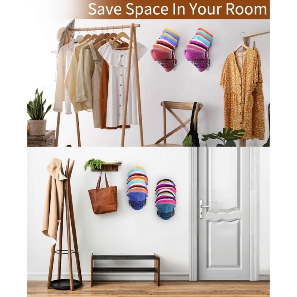 Black Hat Rack Display Wall Hanging Cap Holder Baseball Cap Organizer  Bedroom Decorations