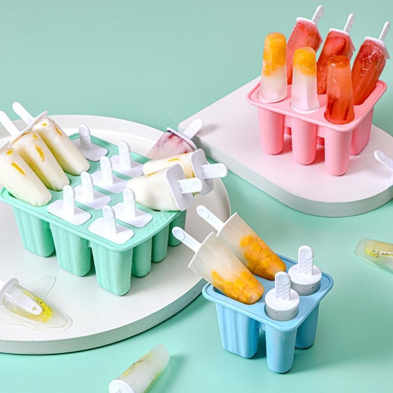 Safe Silicone Ice Lolly Maker With Detachable Stick Creative 6 Compartments Popsicles Tray Ice Cream Making Molds