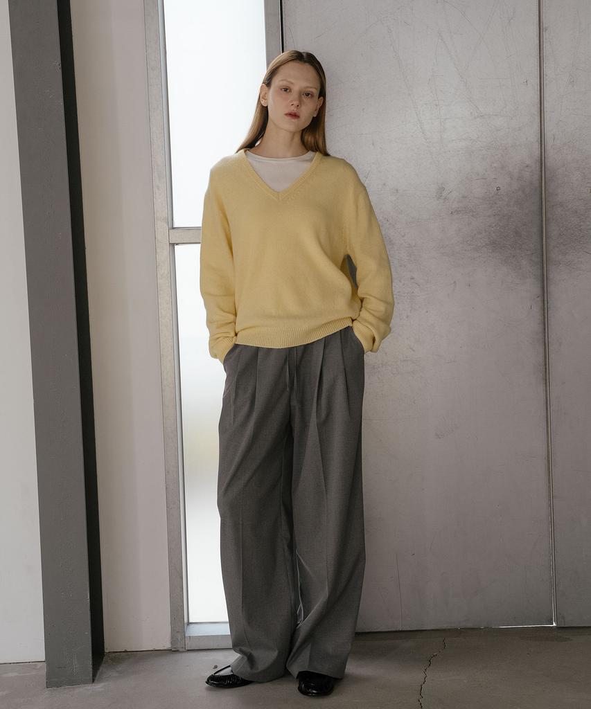 Nounbeleo Loose Fit V-Neck Knit [Knfw02Sw06]_Light Yellow