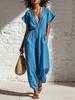 2026 Europese & Amerikaanse Dames Zomer Trendy Diepe V-hals Straatstijl Losse Taille-Cinchende Jumpsuit