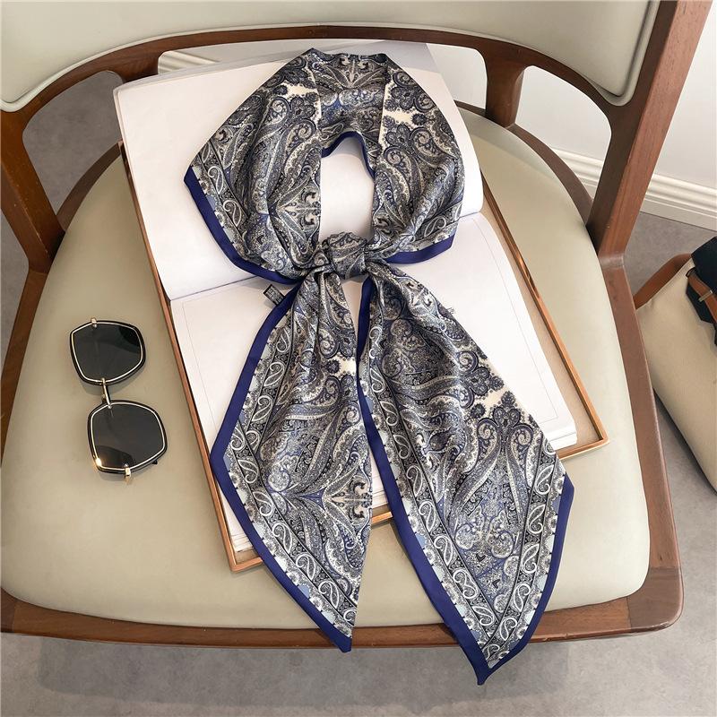 Scarf, Long Silk Scarf, Versatile Silk Scarf, Double-Layer Simulated Silk, Diagonal Scarf, Autumn And Winter Hair Binding And Scarf
