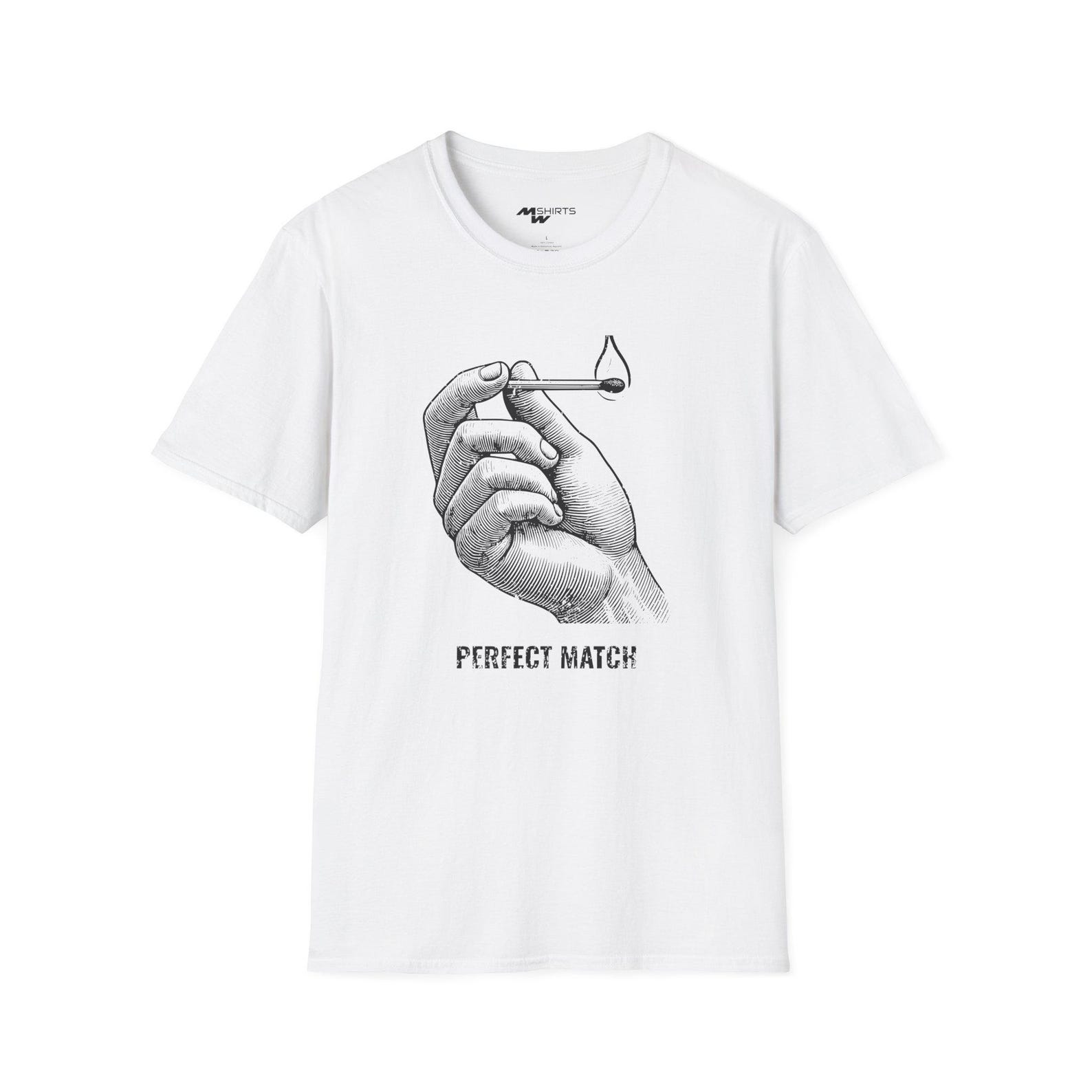 Match T-Shirt – Engraving Style Hand Holding Match 4XL