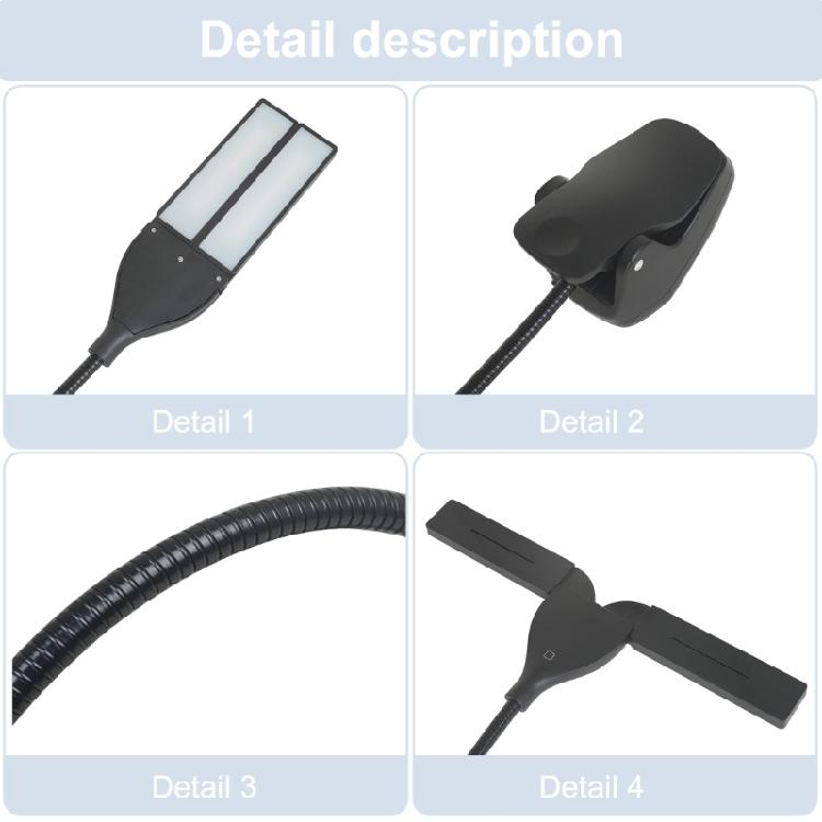 Flexibles LED Klemmleselicht LED Notenpultleuchte Lampe mit 2 Lampen