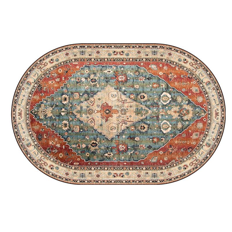 Oval Carpet Persian Ethnic Style Living Room Carpet Anti Dirt and Anti Slip Sofa Tea Table Carpet