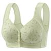 Light Green Floral Print Front Closure Cotton Bra with Wide Comfort Straps