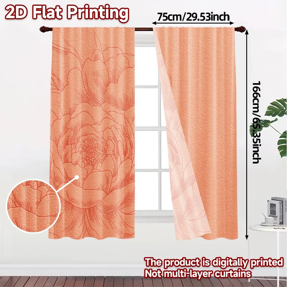 2D FLAT PRINTING 2pcs Curtains (Without Rod) Floral Elegance in Pink (2) April Fools is Day holiday curtains Polyester Curtains