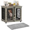 Indoor Dog Crate Furniture End Table with Soft Washable Cushion, Lockable Front Door, for Medium Dogs - Black