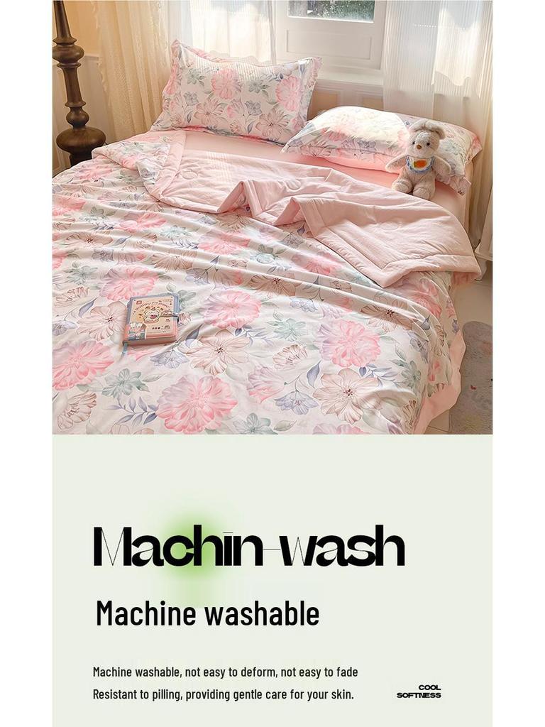Washed Cotton Ultrasonic Embossed Summer Quilt - Double Size, Lightweight, Ideal for Air Conditioning, Gift or Group Purchase.