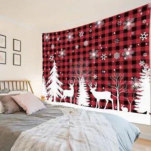 Tapestry red blanket with wild deer 75x100