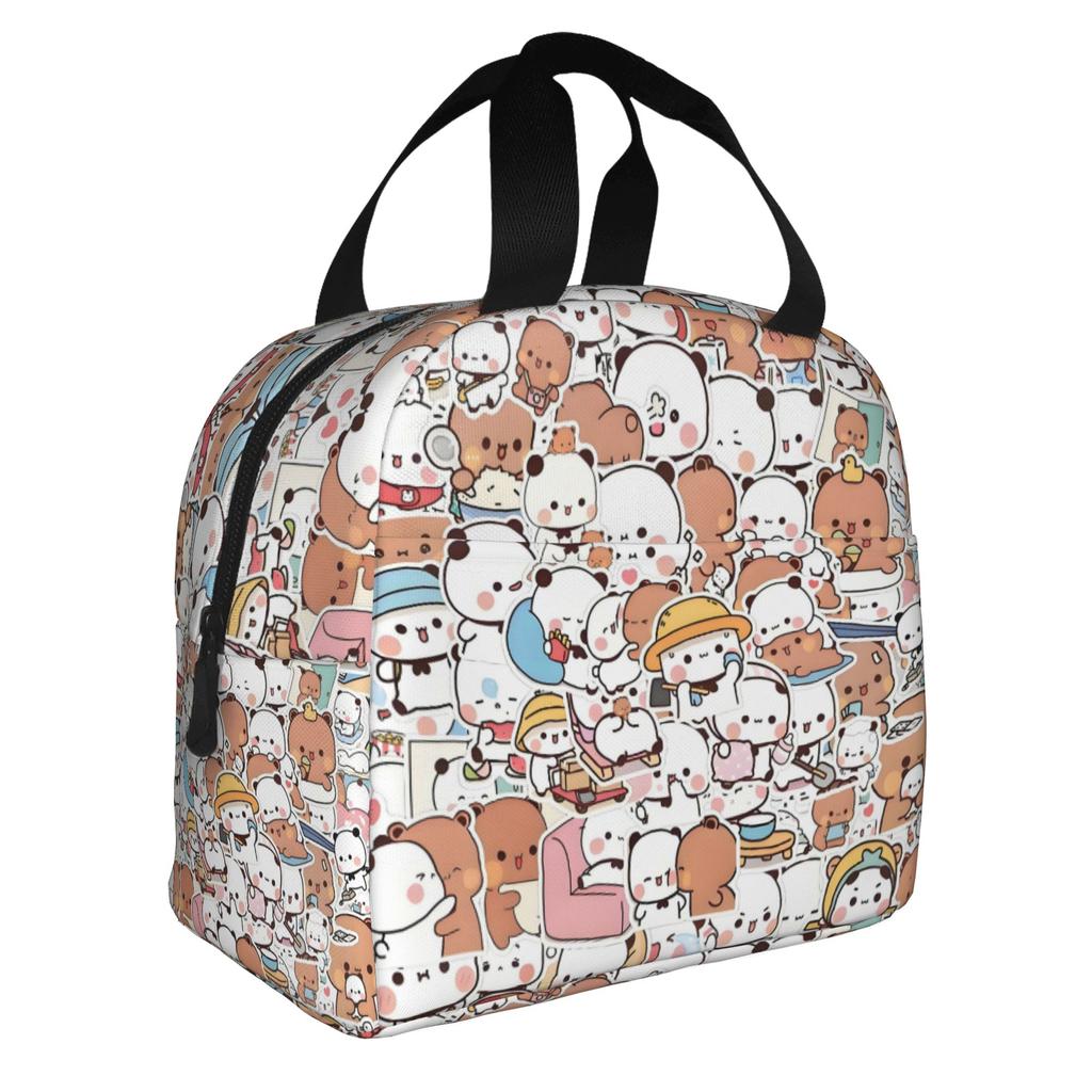 Kawaii Dudu Bubu Perzik En Goma Geïsoleerde Lunchtas voor Beer Panda Herbruikbare Thermische Koeltas Voedsel Lunchbox Werk School