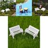 Miniature Garden Bench Set Durable Resin White Chair And Brown Table Micro Landscape Decor