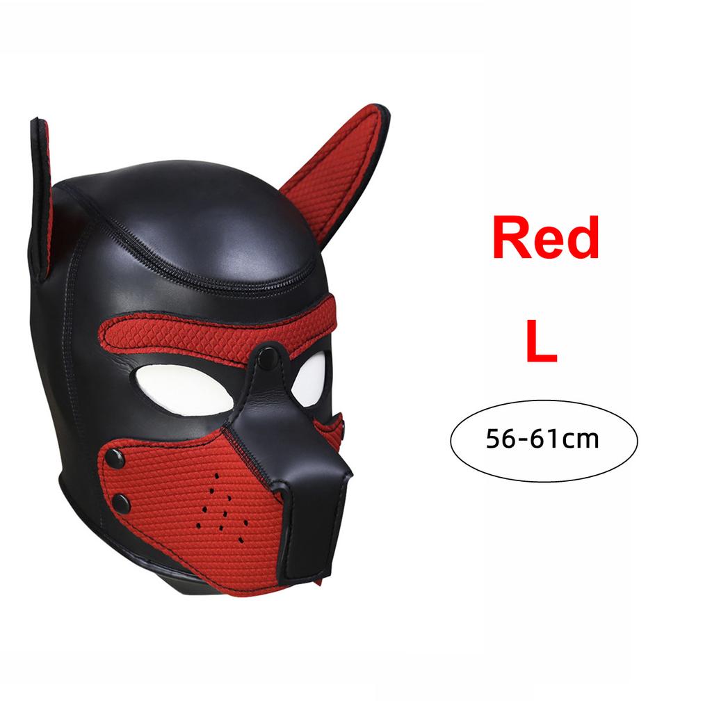 XL-Größe, brandneue, modische, gepolsterte Latex-Gummi-Rollenspiel-Hundemaske, Welpe, Cosplay, voller Kopf mit Ohren, 10 Farben, Leistung
