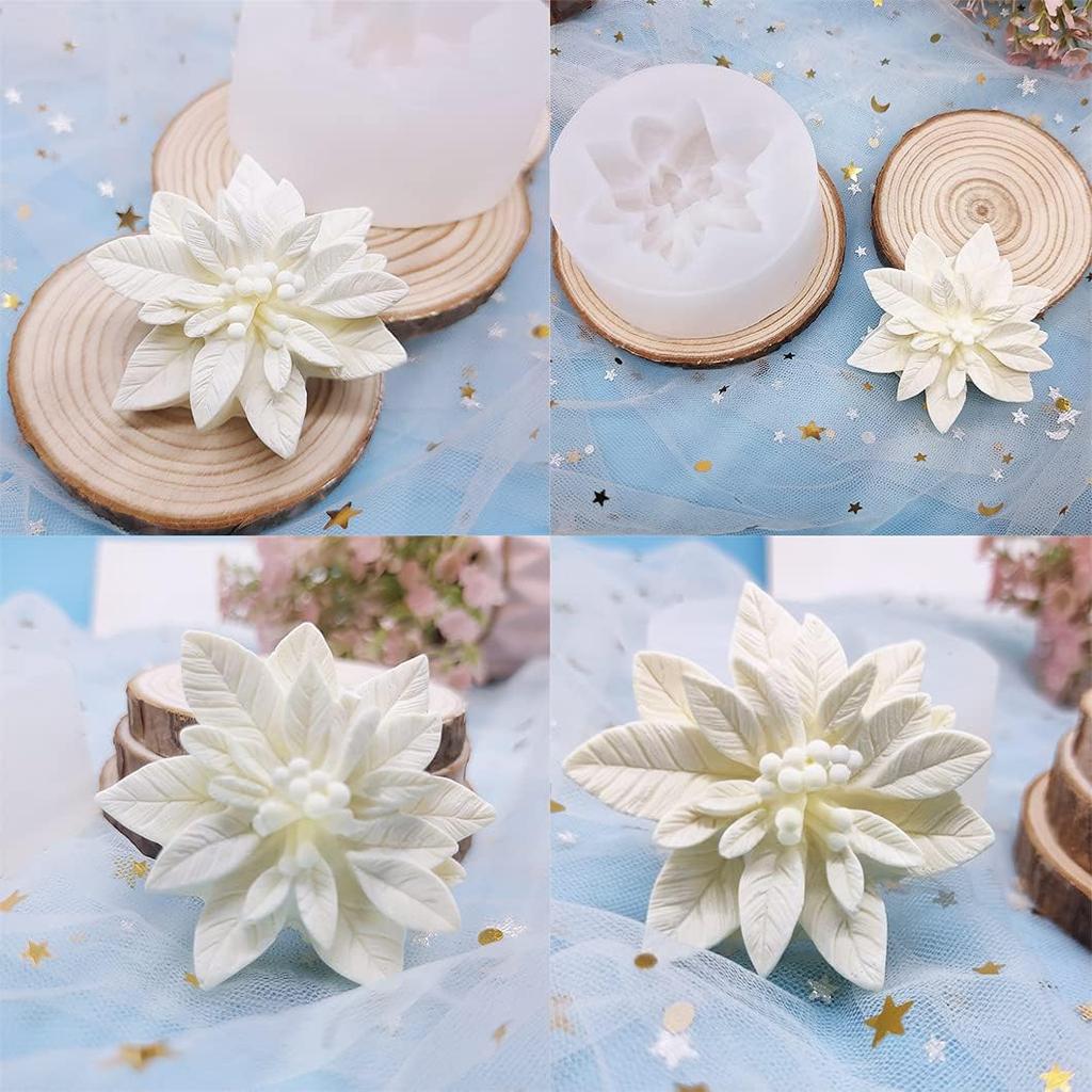 Christmas Flower Silicone Mold Christmas Aromatherapy Candle Gypsum Mold Simulation Flower Home Aromatherapy Decoration Mold