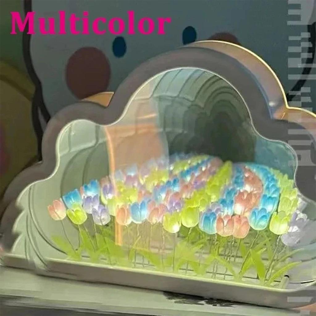 Creative Clouds Tulip Lamps LED Night Light Mirror Table Lamps DIY Bedroom Ornaments Decoration Mirror Table Lights Gifts