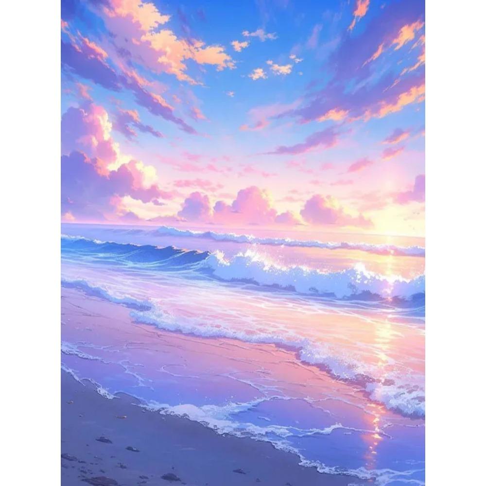 Diamond Painting Full Drill Fantasy Beach Sea Round Diamond Painting Handmade Animal Landscape Diy Diamond Mosaic Painting Home Decoration