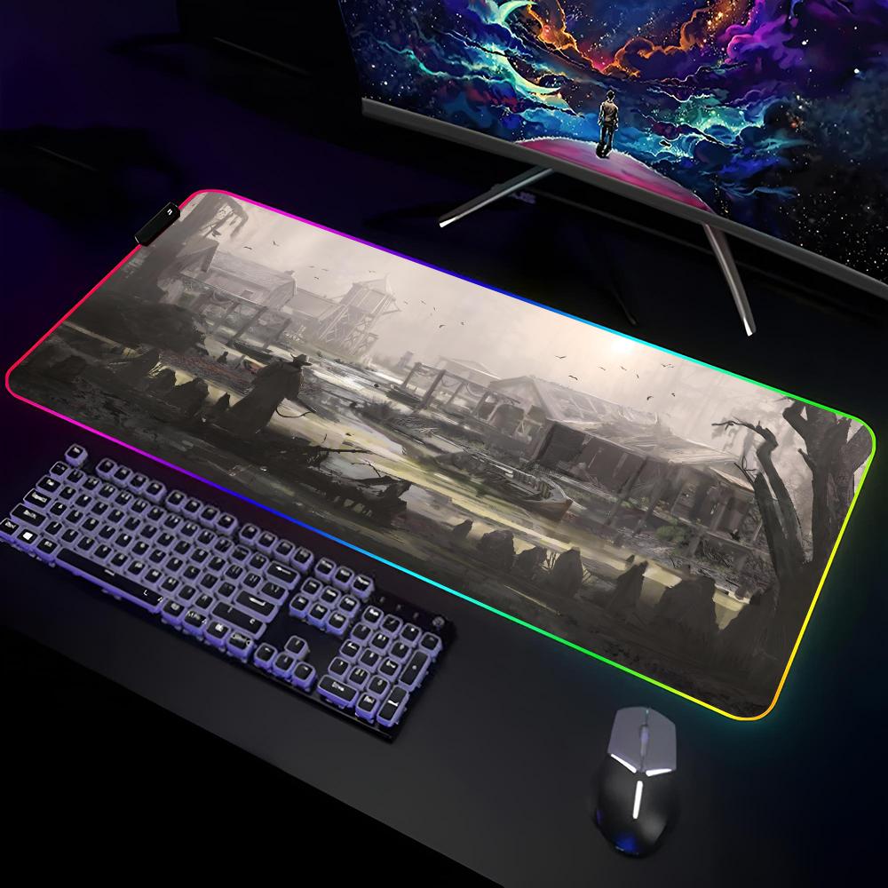 H-Hunt-Showdown Tappetino per Mouse da Gioco Tappetino da Scrivania RGB per Giocatori Tappetino per Tastiera Tappetini per Mouse LED per Computer Portatili da Gioco Protezione da Scrivania Tappetini per Mouse Anime
