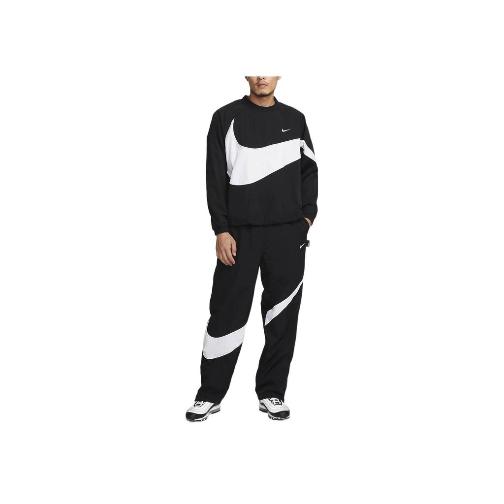 Nike Mens Black White Swoosh Woven Jacket DX0661-010