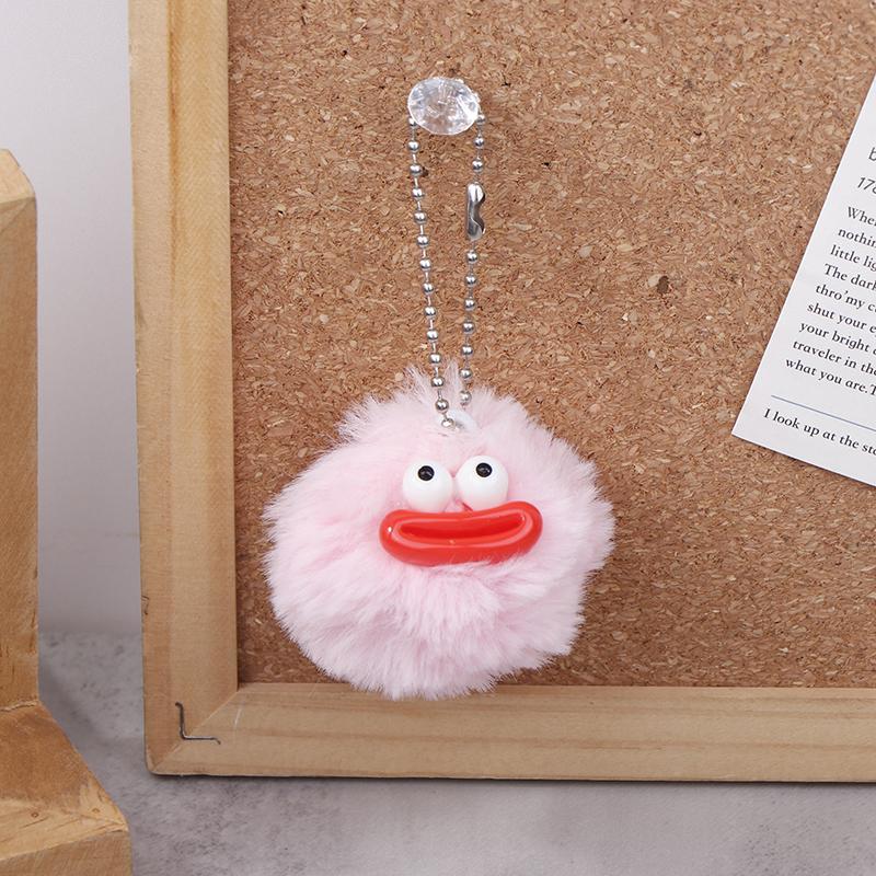 Cute Cartoon Sausage Mouth Hair Ball Key Chain Plush Funny Mini Big Mouth Doll Pendant Key Ring Backpack Bag Car Pendant