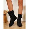 2025 Pleated Stack Boots Women's Winter New Large Size Round Toe Retro Mid-leg Boots