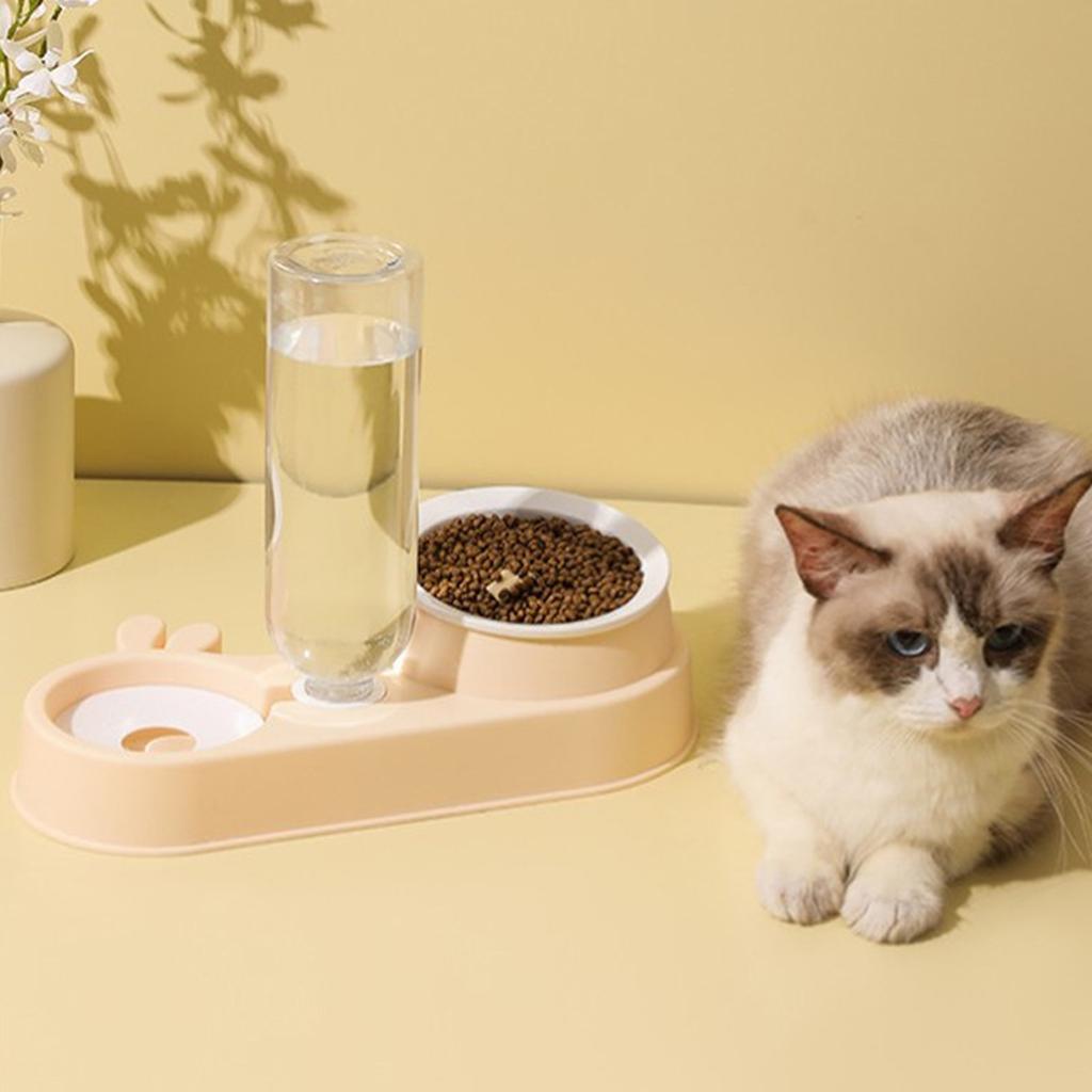 Large Dog Bowl Cat Food Bowls 2 In 1 Pet Feeder with Water-Fountain Feeder and Waterer Food Container Supplies