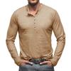 Men's Solid Color Long Sleeve T-Shirt Shirt Men's Casual Sports Top - Seven Buttons