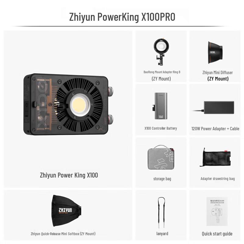 

Zhiyun X100 Pro Portable 100W COB Fill Light