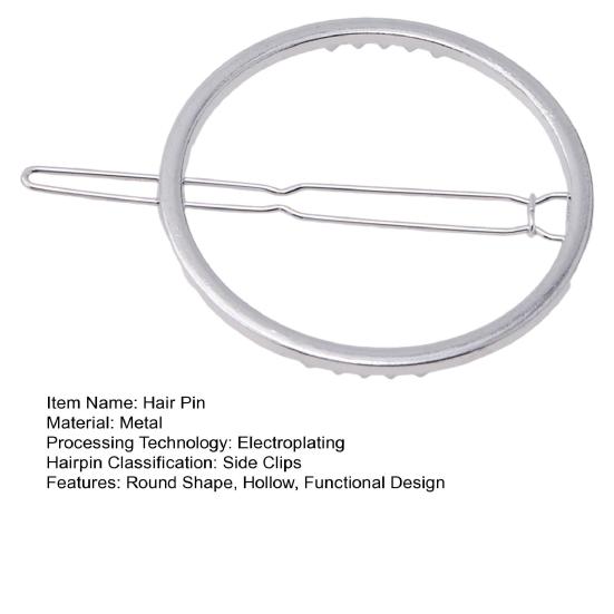 Women Geometric Hairpin Round Hollow Metal Frog Clip Golden Silver Color Glossy Surface Hair Clip Hair Accessory