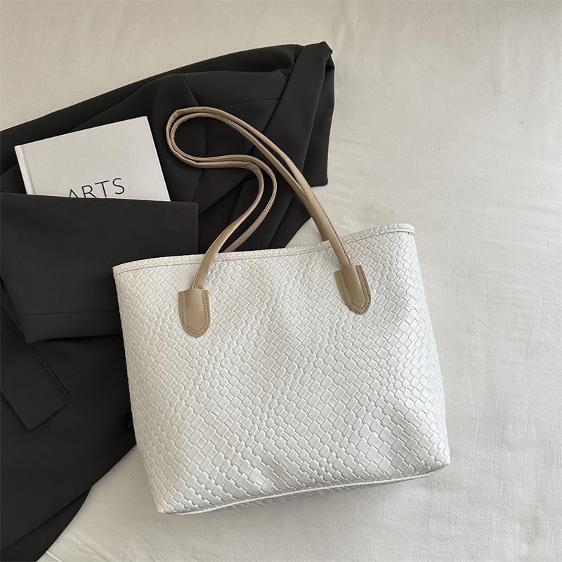 Tote Bag Woven Large-capacity Handbag, Women's 2025 Autumn New Simple Underarm Texture Shoulder Bag