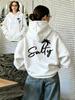 Women’s Hooded Sweatshirt with Fun Coconut Tree Print – Autumn Fleece-Lined Hoodie, Stylish Loose-Fit Casual Sportswear