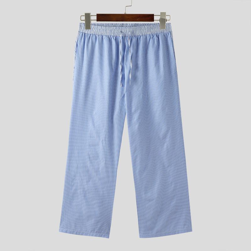 INCERUN Menn Elastisk midje Snøring Stripete bukser Rutet rutete Patchwork Homewear Bukser