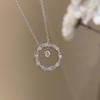 Rhombus Pattern Water Ice Moon Necklace Women's Gold-plated Temperament Light Luxury High-end Jewelry Collarbone Chain Women