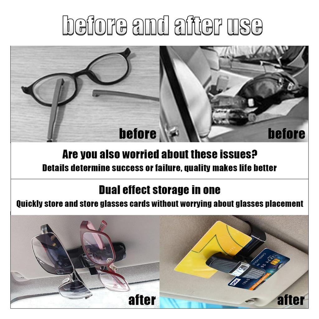 Multi-functional Car Glasses Case Sun Visor Glasses Holder Sunglasses Clip Card Ticket Eyeglasses Holder Car Interior Accessorie