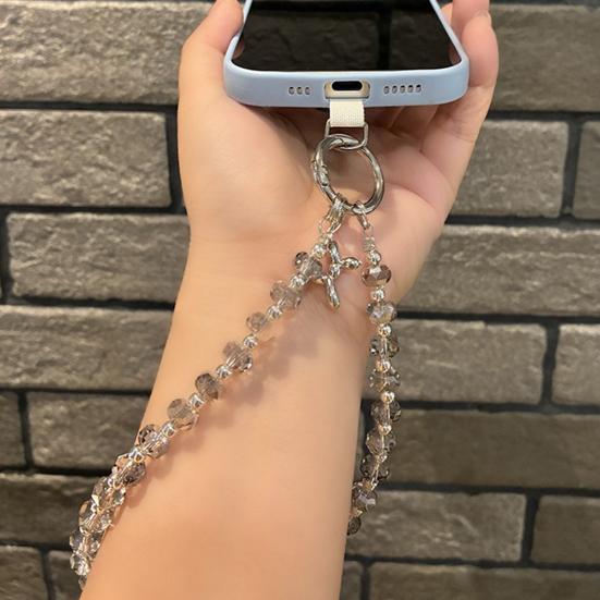 Yousheng Faux Crystal Phone Strap with Detachable Chain Glamorous Phone Lanyard & Purse Charm Adjustable Wrist Chain Fashionable Pendant Bag