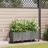 Garden Flower Pot with Irrigation and Wheels 3 Pcs Light Gray