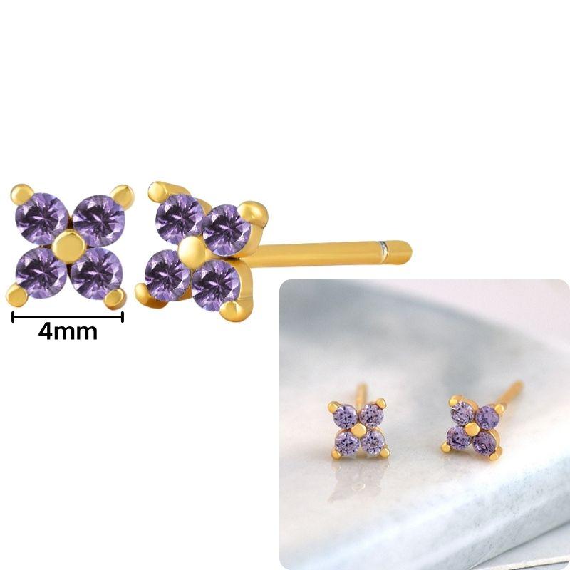 Damen 925 Silber Ohrstecker Lila Zirkon Ohrringe Creolen Lila Kristall Anhänger Ohrring Mode Hochzeits Schmuck