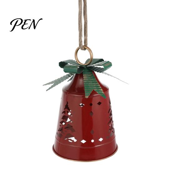 Vintage Holiday Decor Metal Bell Christmas Ornament, Large Iron Hanging with Ornaments Hollow Carved Tree Pattern for Door, Garland, Wreath,