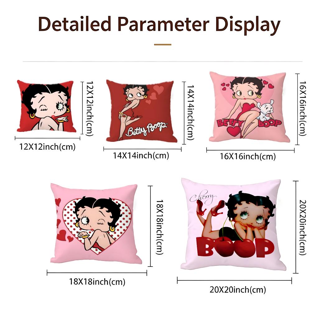 Cartoon Betty Boop Cushion Cover Cushion Cover Set 4Pcs 50X50 45X45 40X40 Pillowcase Decorative Sofa Home Decor