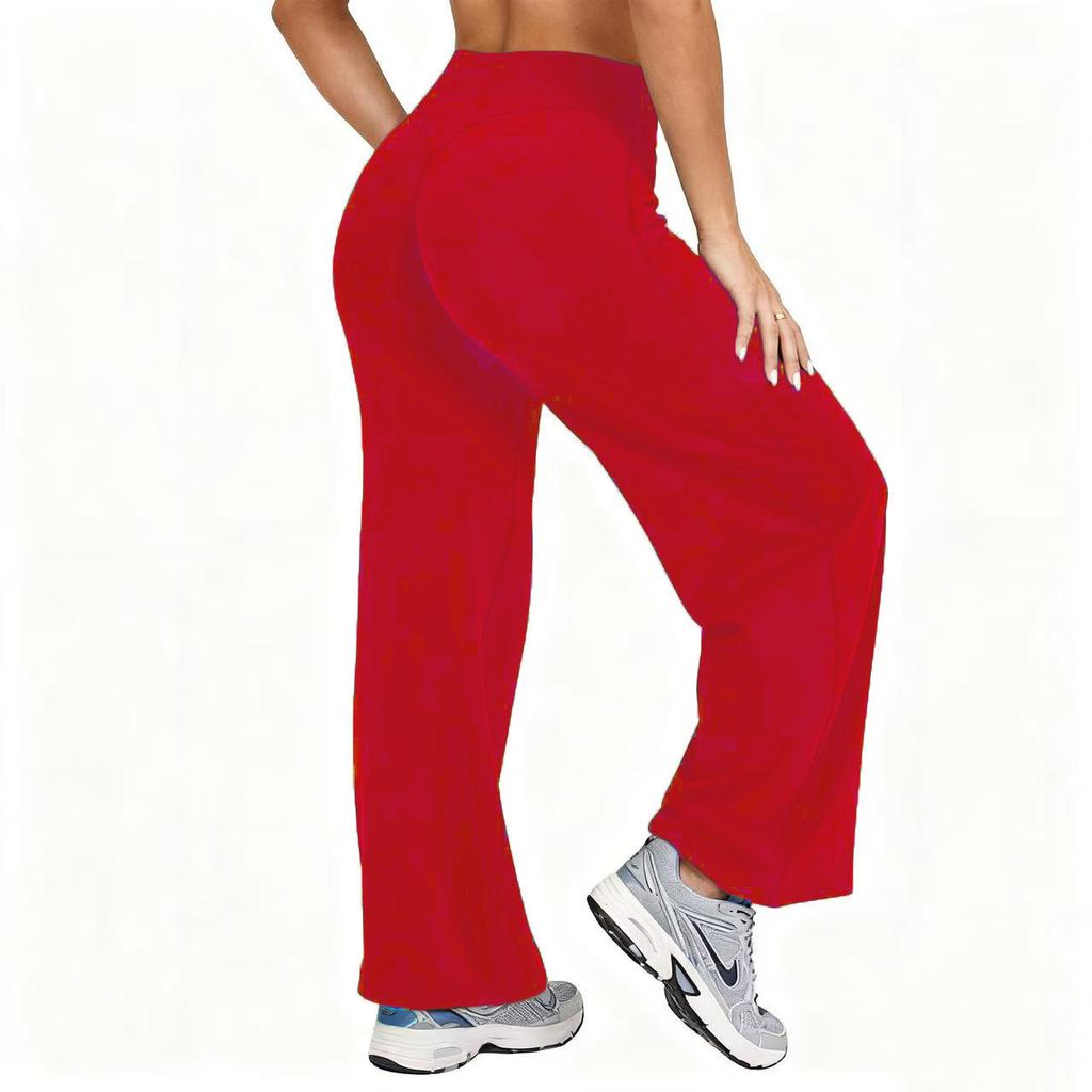 Casual High Waist Solid Color Trousers with Pockets