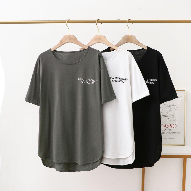 

New Arrival Short Sleeved T-shirt T-shirt Women s Summer Modal Pure Color Loose Cotton Leisure Easiest for Match round Neck Half Sleeve Tops Thin White M (recommended 40.00 kg-50.00 kg