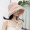 WTEMPO Retro Elegant Women's Lace Binding Strap Hollow-out Sun Hats Summer Beach Sunscreen Hats Wide Brim Foldable Soft Large Hats