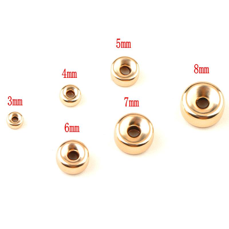Pezzo unico 3-8mm Colore Oro Perline Rotonde Perline Distanziatrici Placcate Oro Perline Lisce a Ruota per Fai da Te Braccialetti Componenti per Gioielli