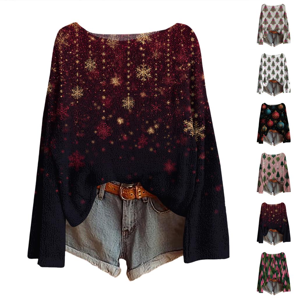 Women's Round Neck Lightweight Sweater Casual Long Sleeve Knit Pullover