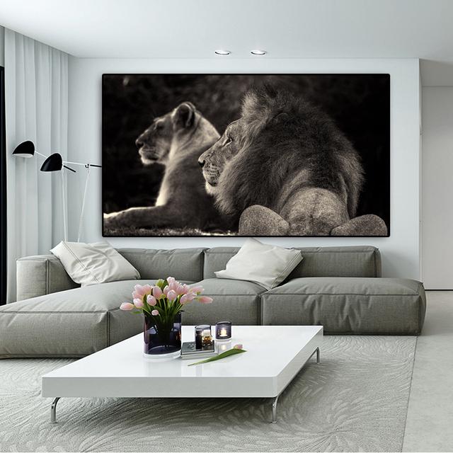 African Black Lion Leopard Animal Posters and Prints Canvas Painting Wall Pictures For Living Room Interior Cuadros Home Decor No Frame