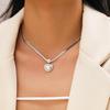 Heart Pendant Titanium Steel Necklace - Clavicle Chain with Light Luxury Peach Heart Design