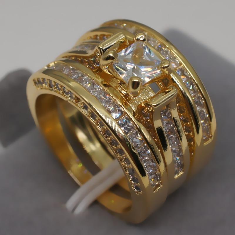 

SACE GEMS Комбинация трех слоев медного сплава Циркон кольцо женские ювелирные изделия свадебный подарок для вечеринки 6 золотой