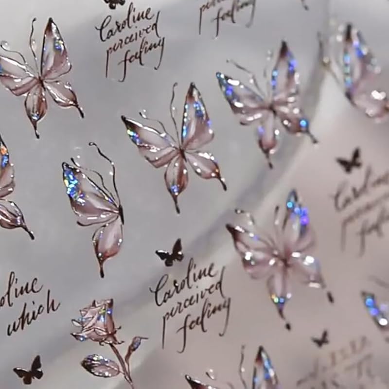 Flower Nail Art Stickers Decals, Spring Flowers Nail Stickers for Nail Art, Floral Plant Nails Design 5D Embossed Nail Decals Flower Stickers for