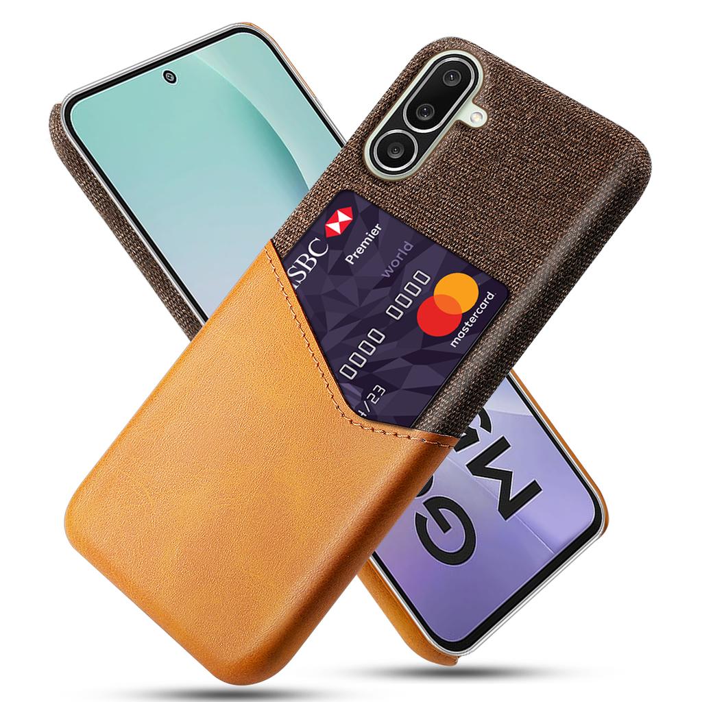 For Samsung Galaxy M56 5G Case PU Leather Cloth Texture Hard PC Phone Cover with Card Holder