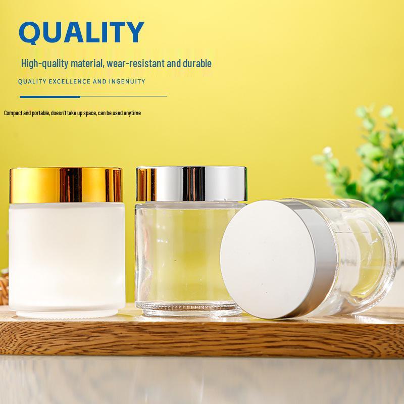 High-Quality Frosted Glass Eye Cream Jar, 200g - Light-Blocking, Sealed and Travel-Friendly