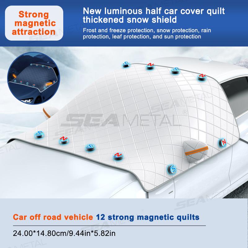 

SEAMETAL Защитное покрытие для лобового стекла автомобиля для зимы, противоснежные и ледяные чехлы, магнитные автомобильные солнцезащитные чехлы со светоотражающей лентой